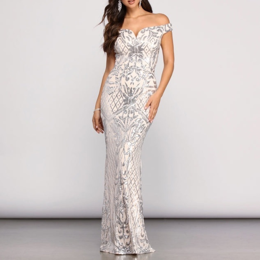 Windsor Silver and Cream Sequin Wedding Dress - Picture 4 of 5
